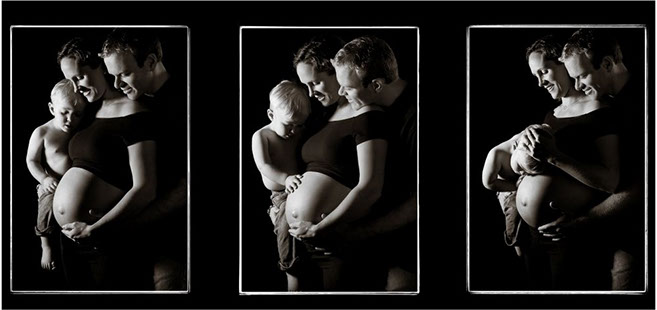Pregnant woman with husband and child